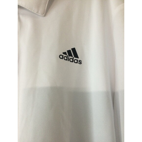 Adidas Golf Shirt Men’s Size 2XL Color White 3 Stripe Button Short Sleeve - Picture 3 of 11